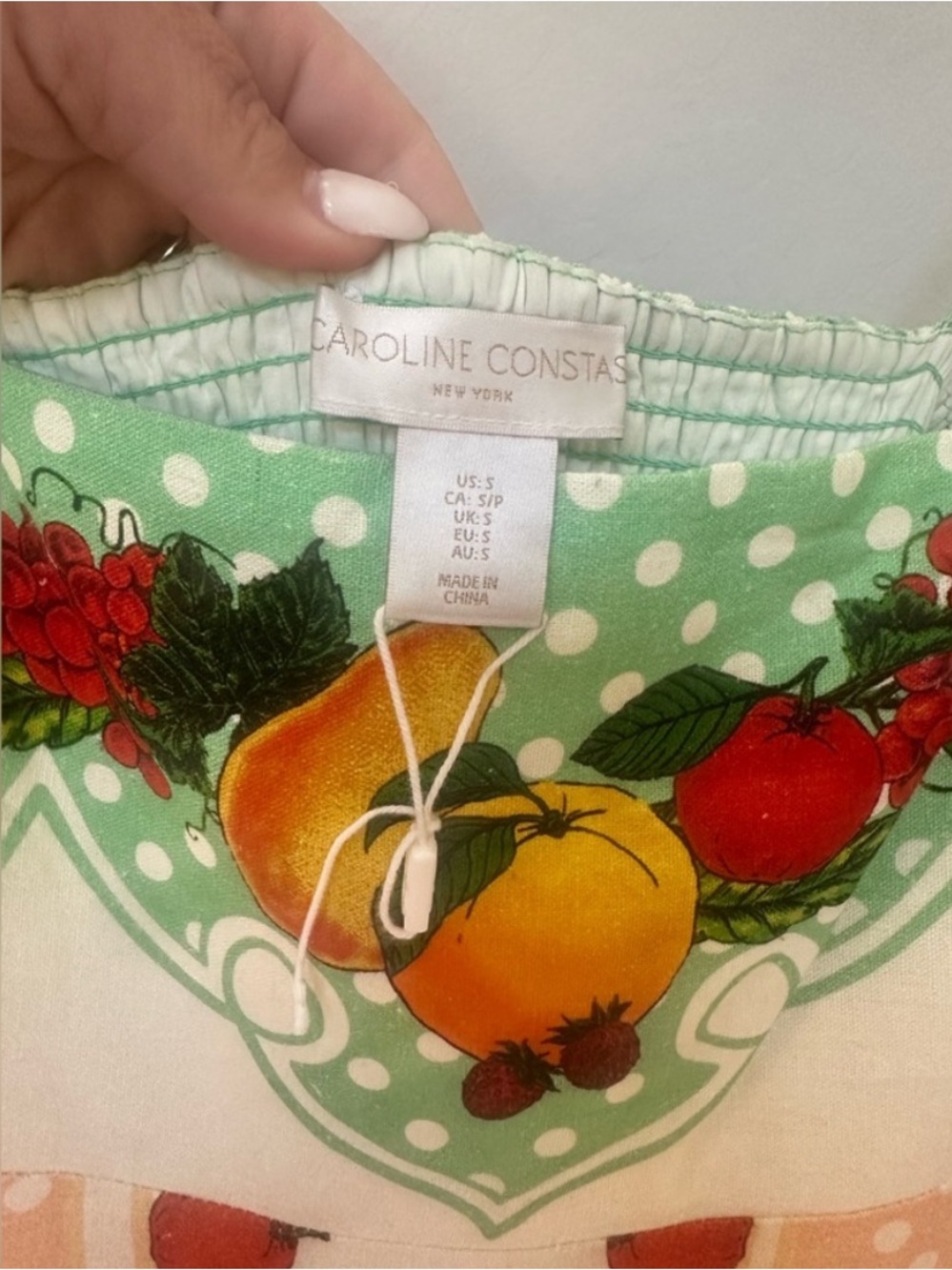 Caroline Constas Linen Blend Colorful Fruit-Print Maxi Dress w/ Pockets | New - Picture 8 of 10